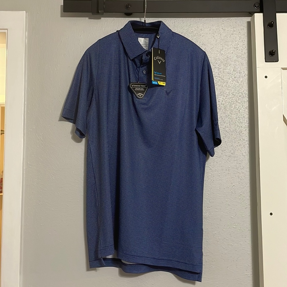 Callaway Mens swingtech all over gingham printed polo
